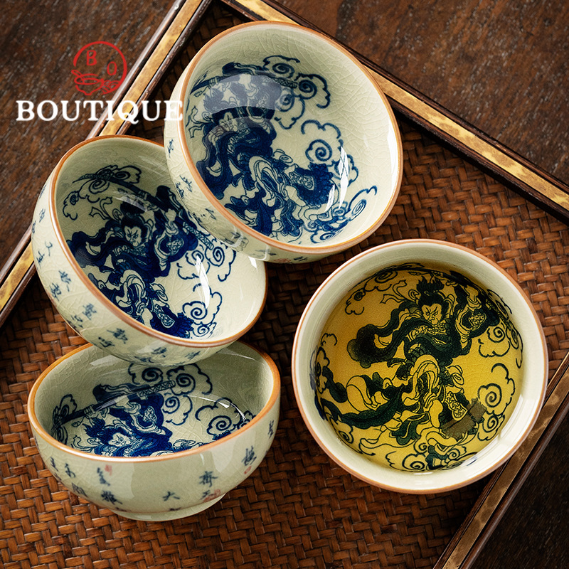100ml tanah liat tua biru dan  - Japanese Pottery ulasan dan harga